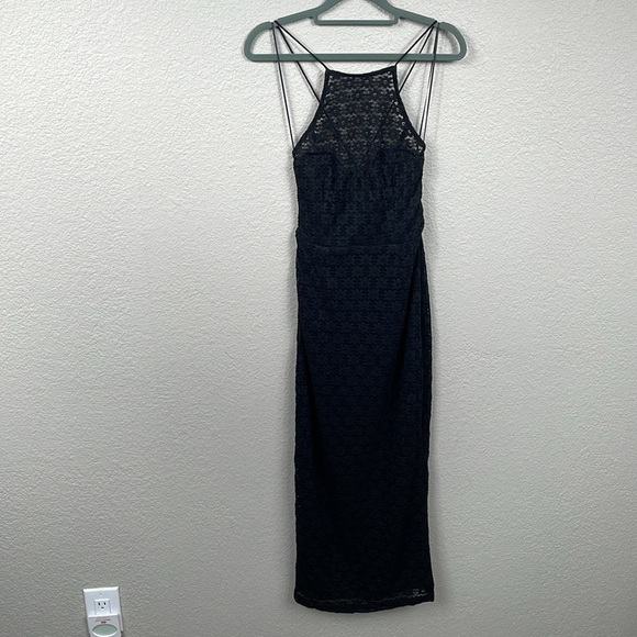 New Bardot Chameleon Lace Midi Dress In Black Strappy Open Back Sz S - Picture 4 of 16